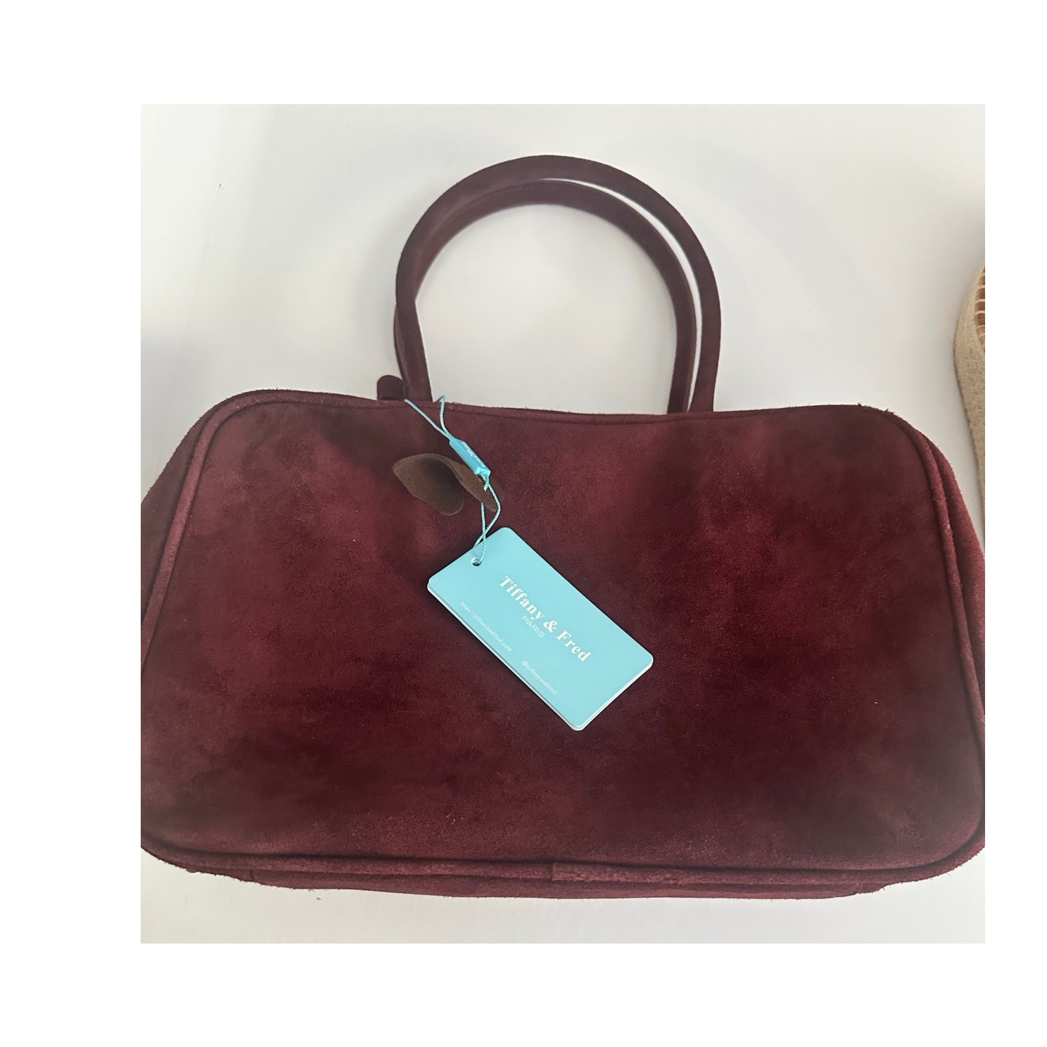 Tiffany & Fred Paris Structured Suede Shoulder Bag W/ Gold Tone Hardware Nwt